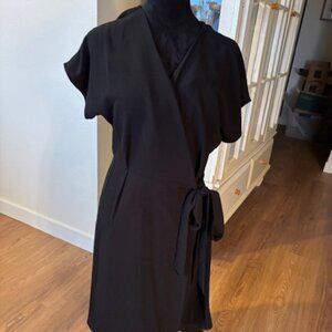 Studio B by Bobeau NWT Black Asymmetrical Wrap Dress Cap Sleeve S
